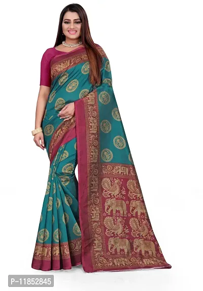 New Launched Art Silk Saree with Blouse piece For Women-thumb0