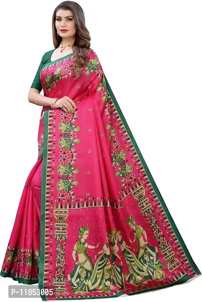 New Launched Art Silk Saree with Blouse piece For Women-thumb2