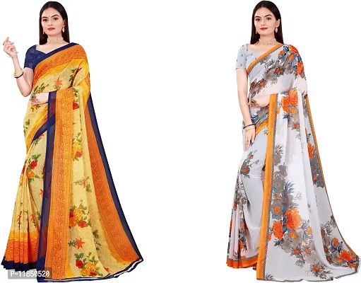 Attractive Georgette Saree with Blouse piece For Women Pack Of 2