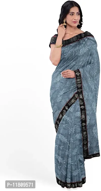 Stylish Lycra Grey Bollywood Saree with Blouse piece For Women Pack Of 1