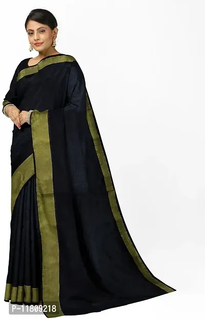 Stylish Cotton Silk Black Daily Wear Saree with Blouse piece For Women Pack Of 1-thumb0