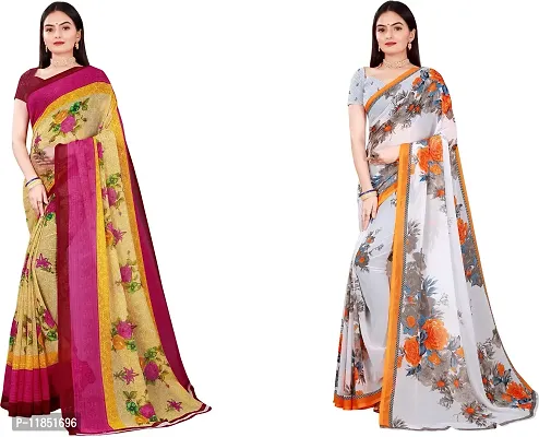 Attractive Georgette Saree with Blouse piece For Women Pack Of 2