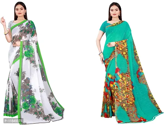 Attractive Georgette Saree with Blouse piece For Women Pack Of 2