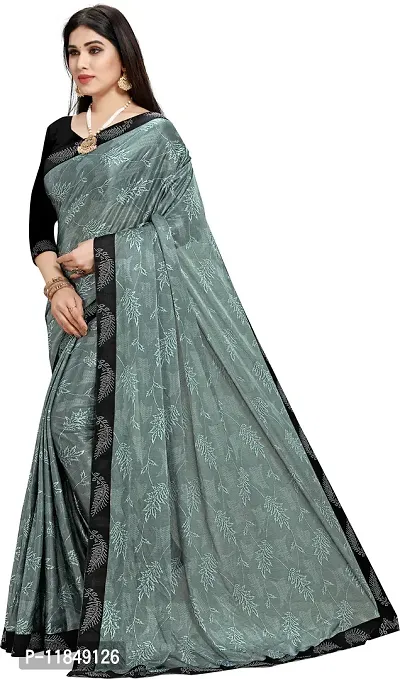 Trendy Lycra Saree with Blouse piece For Women-thumb2