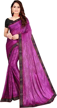 Stylish Lycra Purple Bollywood Saree with Blouse piece For Women Pack Of 1-thumb1