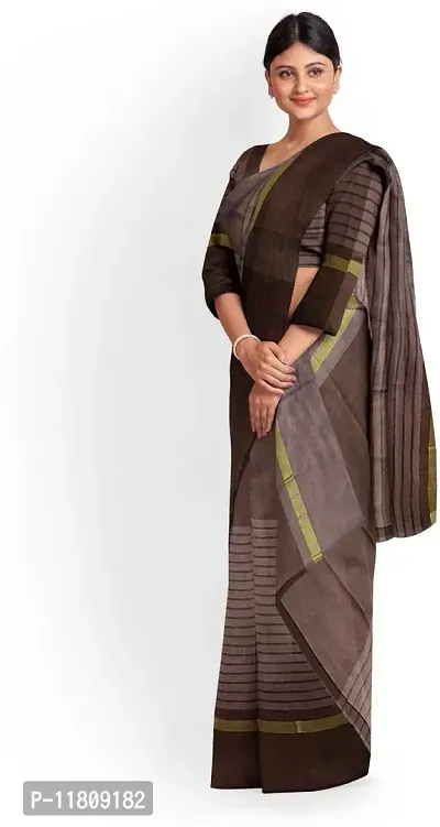 Stylish Cotton Silk Brown Daily Wear Saree with Blouse piece For Women Pack Of 1-thumb0