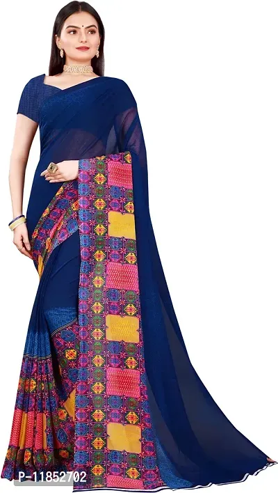 New Launched Georgette Saree with Blouse piece For Women-thumb0