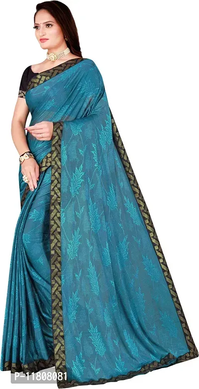 Stylish Lycra Blue Bollywood Saree with Blouse piece For Women Pack Of 1-thumb2