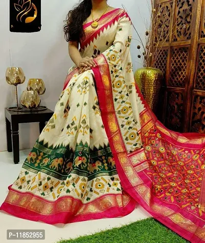 New Launched Cotton Silk Saree with Blouse piece For Women-thumb0