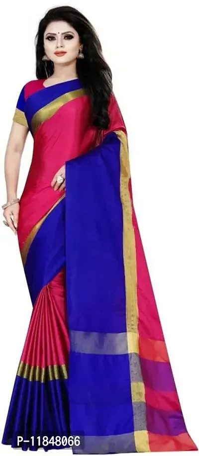 Attractive Silk Blend Saree with Blouse piece For Women-thumb0