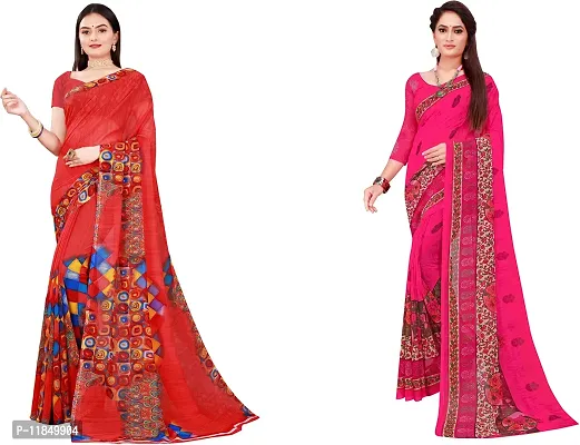 Attractive Georgette Saree with Blouse piece For Women Pack Of 2