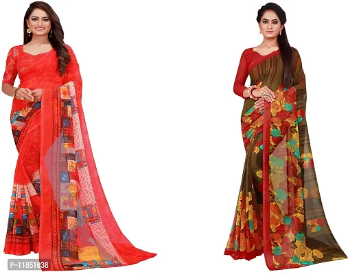 Attractive Georgette Saree with Blouse piece For Women Pack Of 2