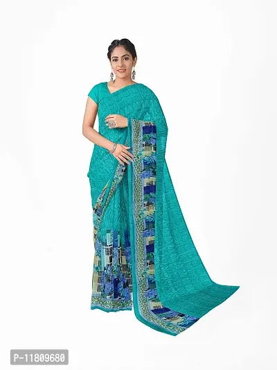 Stylish Georgette Green Bandhani Saree with Blouse piece For Women Pack Of 1-thumb0