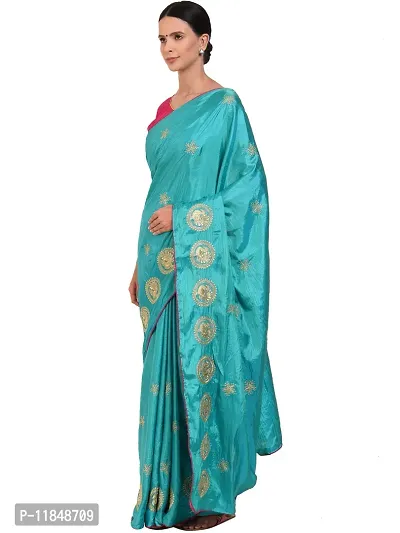 Trendy Silk Blend Saree with Blouse piece For Women-thumb3