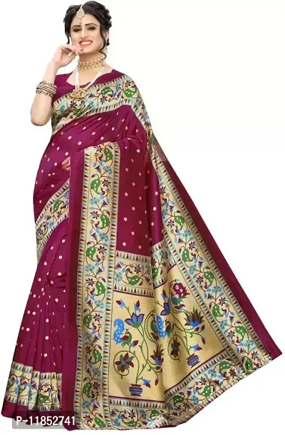 New Launched Art Silk Saree with Blouse piece For Women-thumb0