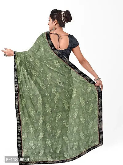 Trendy Lycra Saree with Blouse piece For Women-thumb2