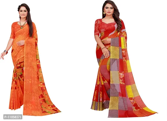 Attractive Georgette Saree with Blouse piece For Women Pack Of 2