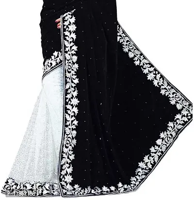 New Launched Velvet Saree with Blouse piece For Women-thumb4