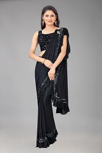 Trendy Lycra Saree with Blouse piece For Women-thumb4