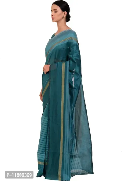 Stylish Silk Blend Blue Bollywood Saree with Blouse piece For Women Pack Of 1-thumb3