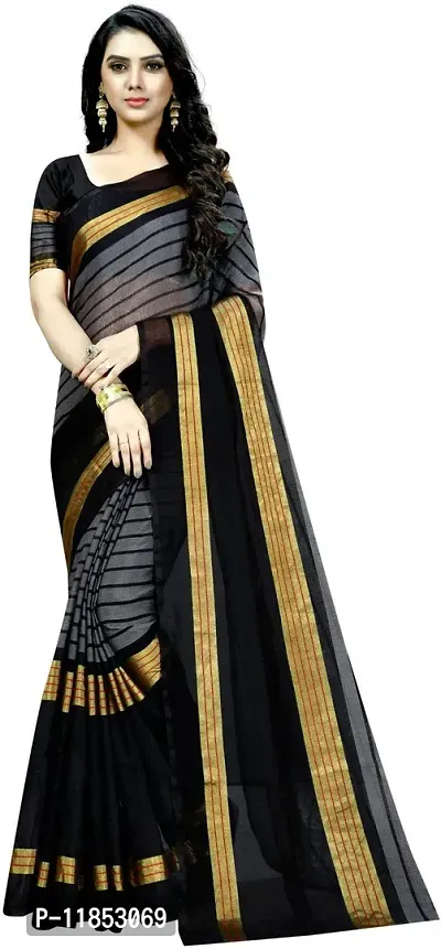 New Launched Cotton Silk Saree with Blouse piece For Women-thumb0