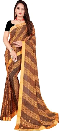 Stylish Lycra Orange Bollywood Saree with Blouse piece For Women Pack Of 1-thumb1