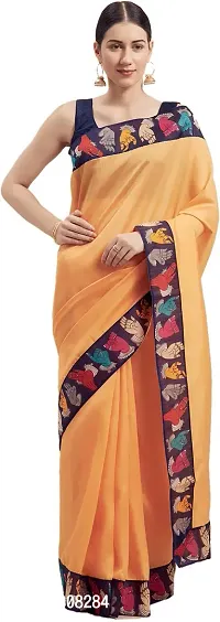 Stylish Art Silk Orange Daily Wear Saree with Blouse piece For Women Pack Of 1