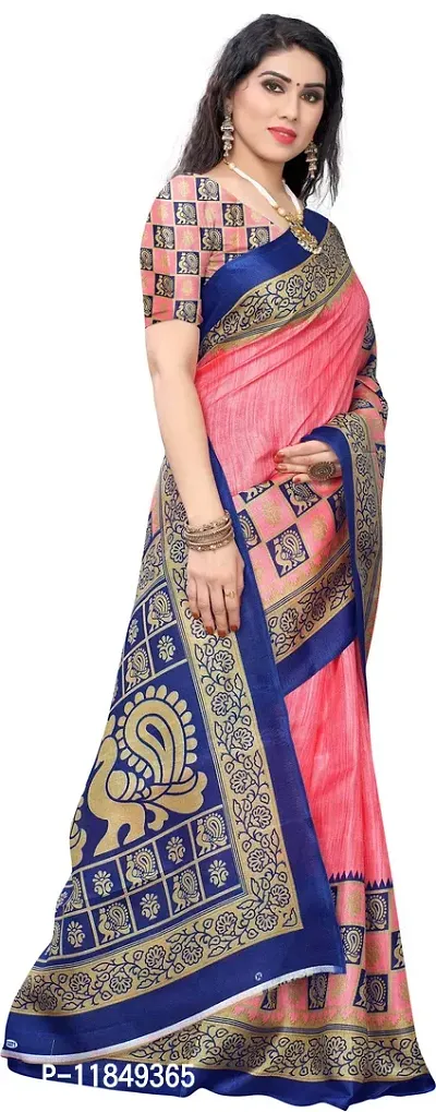 Trendy Silk Blend Saree with Blouse piece For Women-thumb3