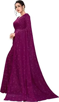 Stylish Net Magenta Bollywood Saree with Blouse piece For Women Pack Of 1-thumb3