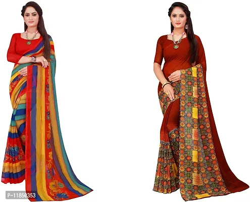 Attractive Georgette Saree with Blouse piece For Women Pack Of 2