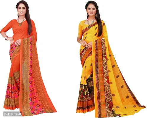 Attractive Georgette Saree with Blouse piece For Women Pack Of 2-thumb0