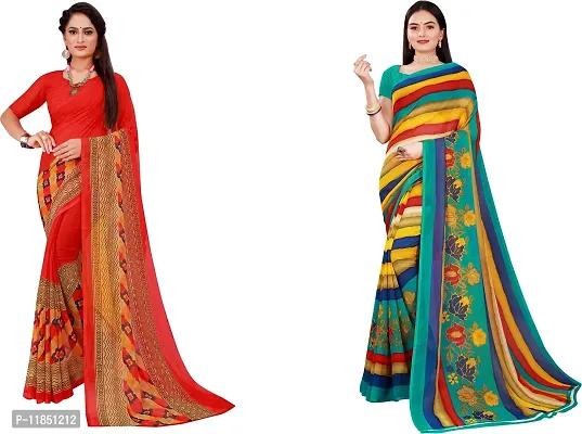 Attractive Georgette Saree with Blouse piece For Women Pack Of 2