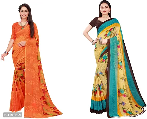 Attractive Georgette Saree with Blouse piece For Women Pack Of 2