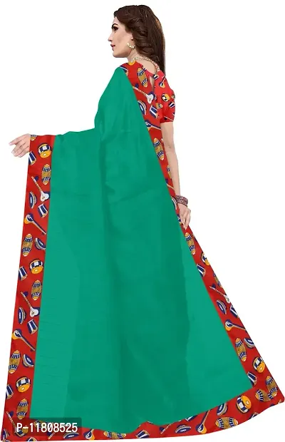 Stylish Silk Blend Green Daily Wear Saree with Blouse piece For Women Pack Of 1-thumb2