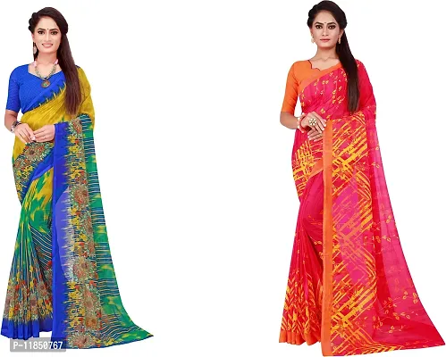 Attractive Georgette Saree with Blouse piece For Women Pack Of 2