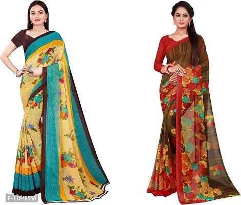 Attractive Georgette Saree with Blouse piece For Women Pack Of 2