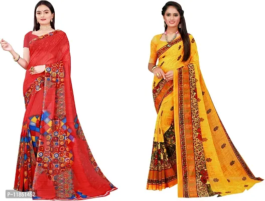 Attractive Georgette Saree with Blouse piece For Women Pack Of 2-thumb0