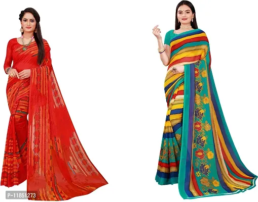 Attractive Georgette Saree with Blouse piece For Women Pack Of 2