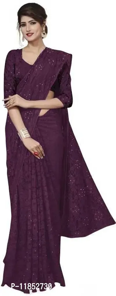 New Launched Net Saree with Blouse piece For Women-thumb0