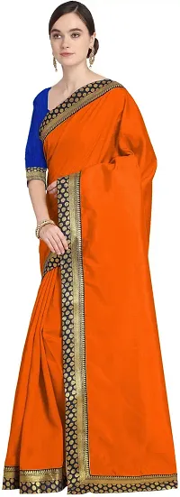 Stylish Silk Blend Orange Bhagalpuri Saree with Blouse piece For Women Pack Of 1-thumb2