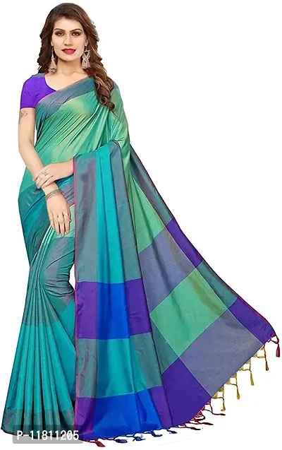 Stylish Silk Blend Multicoloured Assam Silk Saree with Blouse piece For Women Pack Of 1-thumb0