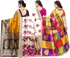 Attractive Cotton Silk Saree with Blouse piece For Women Pack Of 3-thumb1