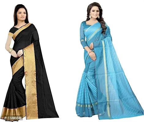 Stylish Cotton Silk Multicoloured Daily Wear Saree with Blouse piece For Women Pack Of 2