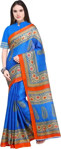 Stylish Art Silk Blue Bollywood Saree with Blouse piece For Women Pack Of 1-thumb1