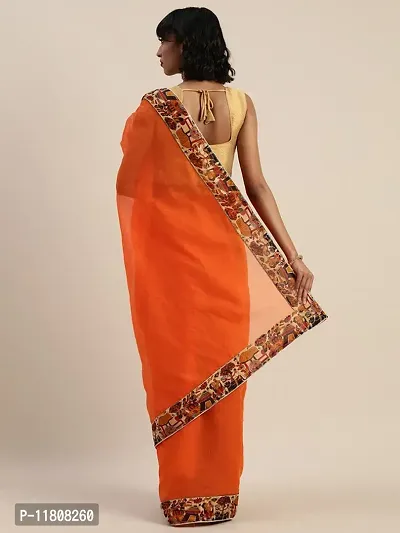 Stylish Cotton Blend Orange Bollywood Saree with Blouse piece For Women Pack Of 1-thumb3