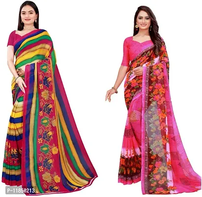 Attractive Georgette Saree with Blouse piece For Women Pack Of 2