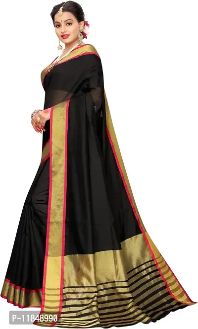 Trendy Chanderi Silk Saree with Blouse piece For Women-thumb2