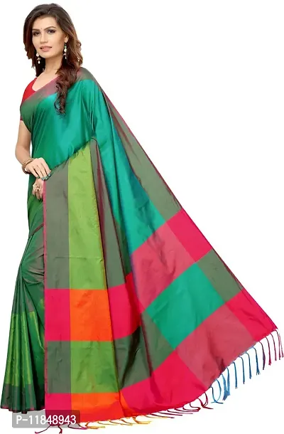 Trendy Cotton Silk Saree with Blouse piece For Women-thumb3