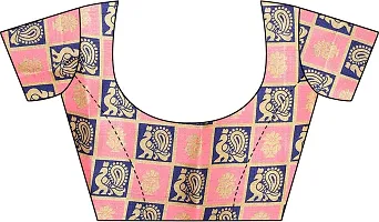 Trendy Silk Blend Saree with Blouse piece For Women-thumb4