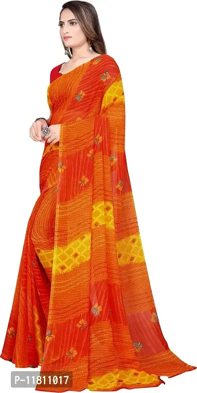 Stylish Georgette Orange Bandhani Saree with Blouse piece For Women Pack Of 1-thumb2